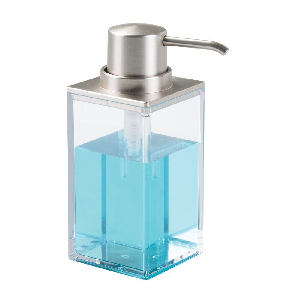 Idesign Soap Dispenser Pump, The Clarity Collection - 10Oz, 25 X 375 X 608A, Clear & Brushed Nickel